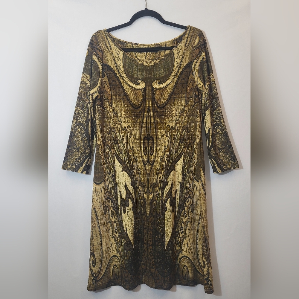 Ivanka Trump Kaleidoscope Tapestry Dress Scoop Neck Midi size Medium